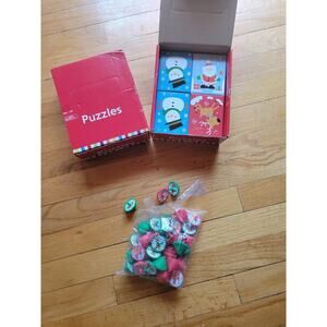 Christmas Classroom Church Lot 20 Puzzles 44 Tops New Open Bag Snowman Santa